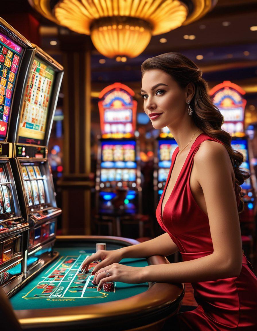 A vibrant casino scene with illuminated slot machines and poker tables, featuring excited players engaging with various promotions. Include dynamic banners showcasing attractive bonuses and promotions. Add a bartender serving colorful cocktails in the foreground. Make it lively and engaging to capture the thrill of gaming promotions. super-realistic. vibrant colors. night setting.